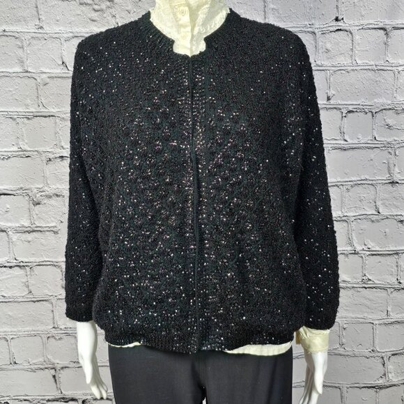 Imperial Imports 1950-60s - Sequin, beaded, and Lined - Black Sweater, Women's X - Picture 1 of 9